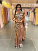 Mauve Tissue checks Saree with sabhyasachi borders