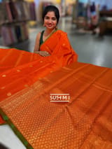 Orange Kanjeevaram Saree with vaira oosi stripes SS50149