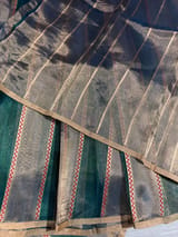 Peacock Blue Banarasi handloom tissue stripe saree SS50387