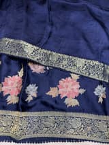 Midnight Blue Mashru Banaras with embroidery SS5013