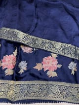 Midnight Blue Mashru Banaras with embroidery SS5013