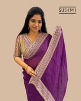 Purple DesignerOrganza saree SS50249