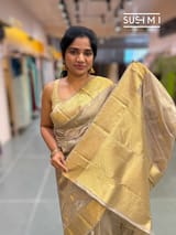 Taupe Grey Kanjeevaram Tissue Saree