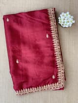 Burgundy Pure Handloom Tussar Saree