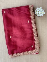 Burgundy Pure Handloom Tussar Saree