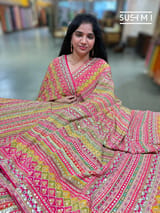 Printed crepe silk with allover sequnce : S62F127
