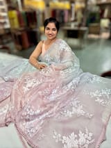 Pure Muslin Ombre Dyed Saree With allover Embroidery