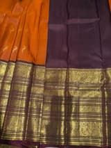 Rust Orange and Winish Brown Vintage Kanchipuram heavy Skirt border Saree SS50176