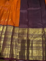 Rust Orange and Winish Brown Vintage Kanchipuram heavy Skirt border Saree SS50176