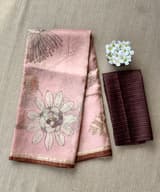 Dusty Pink Printed Banarasi Tissue with Handwork. SS50380