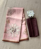 Dusty Pink Printed Banarasi Tissue with Handwork. SS50380