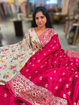 Dark Pink Pure Mashru Satin Saree with embroidery SS5019