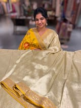 Mint & Yellow Combo Banarasi Tissue Brocade saree SS50218