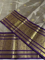 English Grey Vintage kanchi checks  saree SS50159