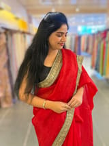 Red Organza with sabyasachi borders SS50276