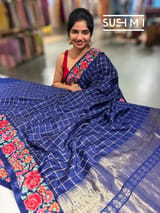Mysore Silk Saree with petitepoint embroidery S62109