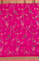 Rani pink petite point embroidered kanchi silk blouse