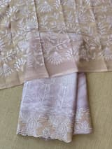 Lilac Organza Saree with tissue cutwork Rose border