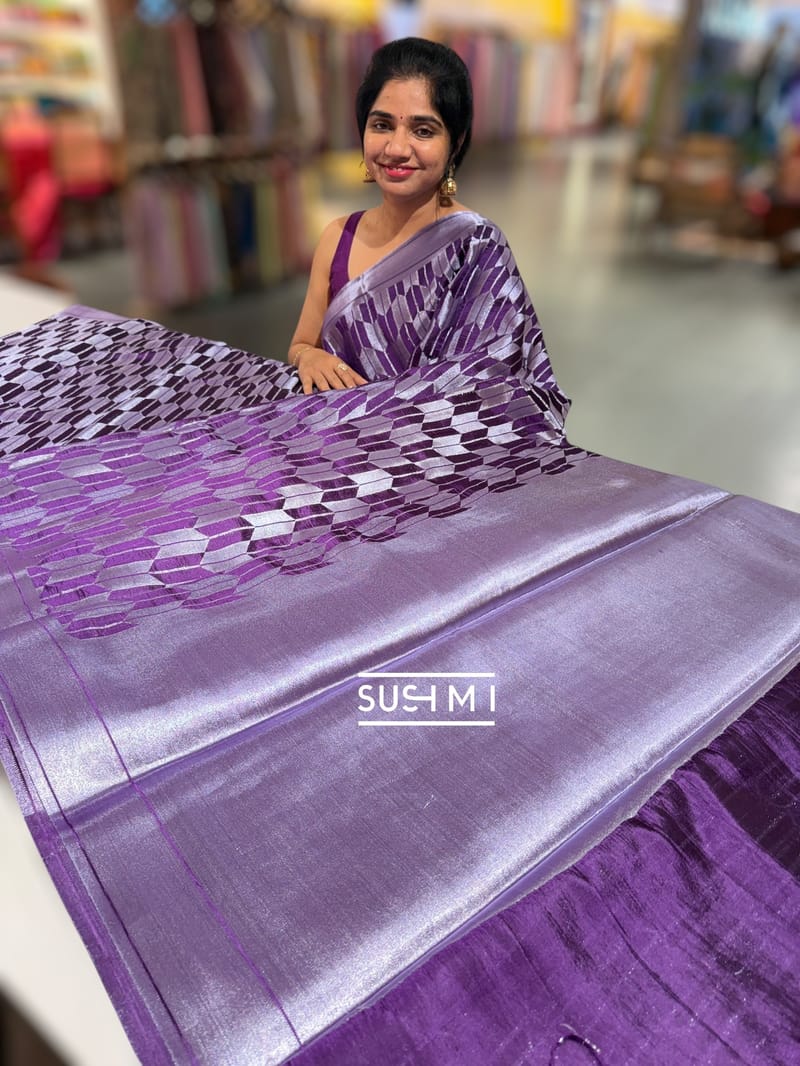 Purple Banarasi chinia brocade saree SS5091