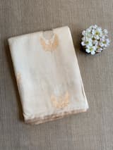 Light Beige Borderless Poona Silk Saree