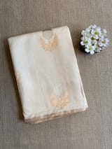 Light Beige Borderless Poona Silk Saree
