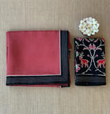 Rust Organza Saree with embroidered blouse