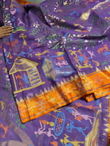Light Purple Ponduru Khadi Jamdani Allover Weaving Saree with Tissue Pythani Borders