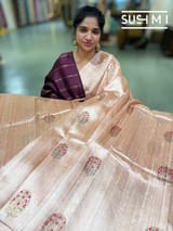 Light Peach Banarasi Handloom Dupion Rawsilk Saree : S62F106