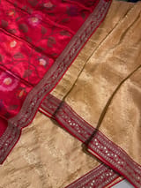 Peach & Reddish Pink Combo Banarasi Tissue Brocade saree SS50216