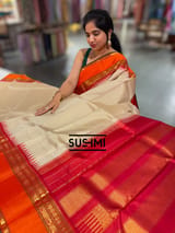 Ivory checks Vintage Kanjeevaram Saree SS50152