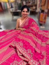 Pink Kareena Inspired Gorgette Saree with allover mirrors