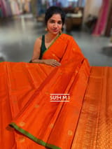 Orange Kanjeevaram Saree with vaira oosi stripes SS50149