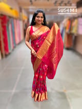 Reddish Pink Kanchi Soft Silk Saree with embroidery : S62F173