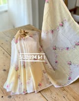 Ombre Dyed Floral Printed Pure Linen Saree