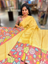 Light Gold Handloom Tissue & Pen kalamkari fusion Saree SS50406