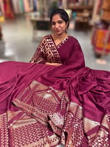 Wine pure Satin Saree with designer sequence border and blouse SS5035
