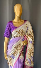 Pure silk Saree with hand paint