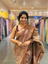 Brown Banarasi Tanchoi Silk Saree