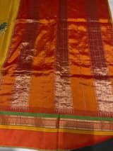 Yellow Banarasi  Tissue fusion Saree with embroidery