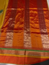Yellow Banarasi  Tissue fusion Saree with embroidery
