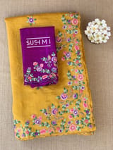 Mango Yellow Mul Tissue stripes saree DSCL041