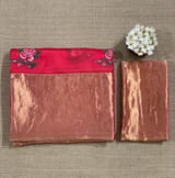 Pinkish Red Organza Saree with pure Tissue Border SS50293