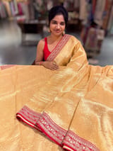 Peach & Reddish Pink Combo Banarasi Tissue Brocade saree SS50216