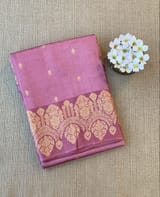 Onion Pink Poona Silk Saree with heavy weaving open Mashru border
