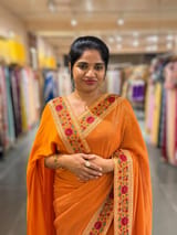 Orange Georgette sequnce Saree with Sabyasachi borders SS5042
