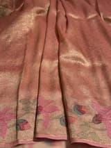 Peach Pink Banarasi Brocade tissue saree with tonchui style weaving & pythani inspired embroidered border  SS5082