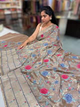 Earthy tone Tissue Saree with embroidery SS50539