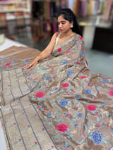 Earthy tone Tissue Saree with embroidery SS50539