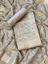 Earthy Tone Banarasi Chiniya Silk 3-pc Suit set : SS62J18