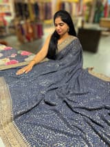 Midnight Blue Georgette Sequence saree SS50515